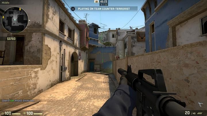 The grenade will fly in through the window of the room in the distance and cloud the vision of the opponent in that position and looking inside - Mirage | Tournament maps in CS GO - Tournament Maps in Counter Strike: Global Offensive - CS GO Game Guide