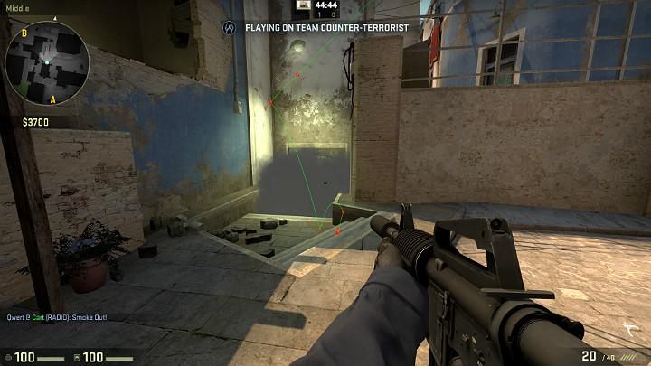 The grenade will bounce off the wall and fly into the tunnel, which will completely cloud the vision of the players trying to make it to the center of the map across the tunnel - Mirage | Tournament maps in CS GO - Tournament Maps in Counter Strike: Global Offensive - CS GO Game Guide