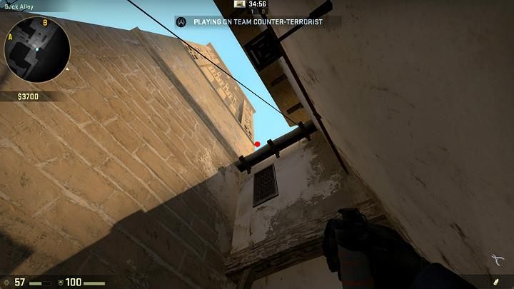 Stand in the position, right underneath the wall lamp and aim at the point shown in the above screenshot - Mirage | Tournament maps in CS GO - Tournament Maps in Counter Strike: Global Offensive - CS GO Game Guide