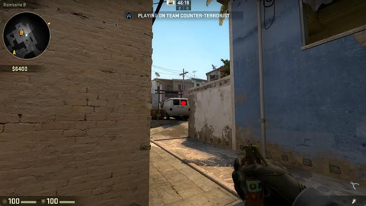 Aim at the point shown in the above screenshot, use LMB to remove the pin and throw the grenade while running - Mirage | Tournament maps in CS GO - Tournament Maps in Counter Strike: Global Offensive - CS GO Game Guide