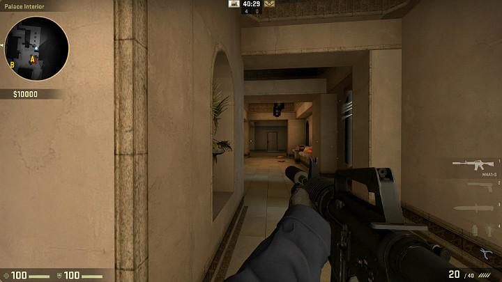 As you enter the palace from the direction of point A, always scout the pillar in the distance, because there may be an opponent lurking and trying to score the initial frag - Mirage | Tournament maps in CS GO - Tournament Maps in Counter Strike: Global Offensive - CS GO Game Guide