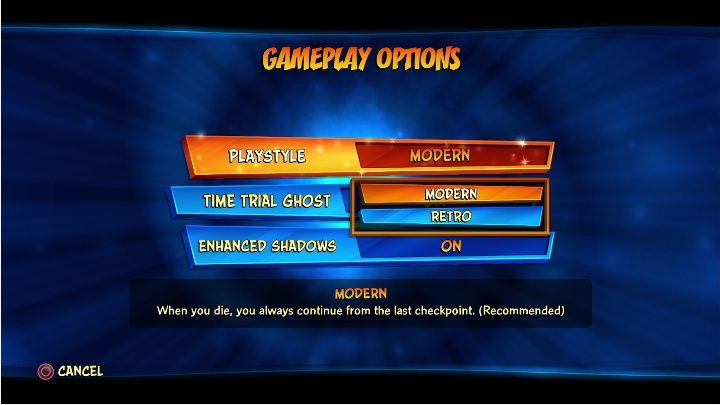 Game modes can be changed at any time - Crash 4: Retro mode - what is it? - FAQ - Crash 4 Guide, Walkthrough