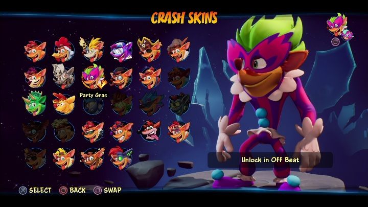 How to unlock: get 6 diamonds in Off Beat - Crash 4: Crash skins - how to unlock? - Heroes skins - Crash 4 Guide, Walkthrough