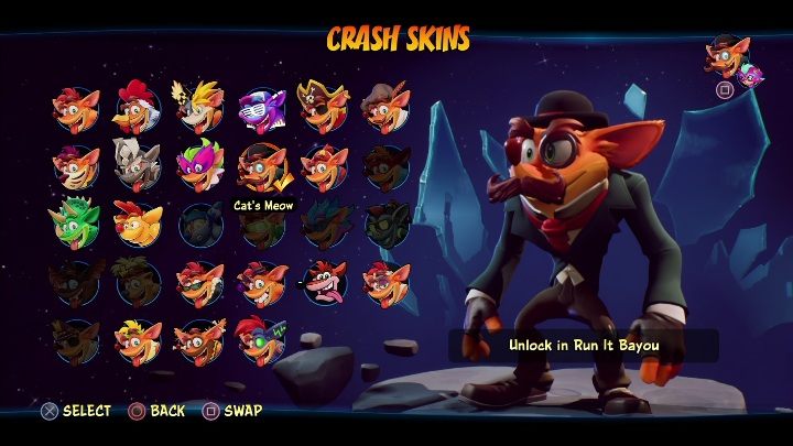 How to unlock: get 6 diamonds in Run It Bayou - Crash 4: Crash skins - how to unlock? - Heroes skins - Crash 4 Guide, Walkthrough