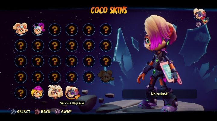 How to unlock: available from the beginning of the game - Crash 4: Coco skins - list, how to unlock? - Heroes skins - Crash 4 Guide, Walkthrough