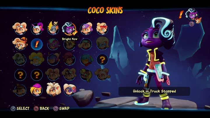How to unlock: get 6 diamonds in Truck Stopped - Crash 4: Coco skins - list, how to unlock? - Heroes skins - Crash 4 Guide, Walkthrough