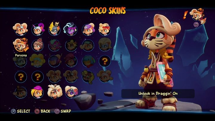 How to unlock: get 6 diamonds in Draggin' On - Crash 4: Coco skins - list, how to unlock? - Heroes skins - Crash 4 Guide, Walkthrough
