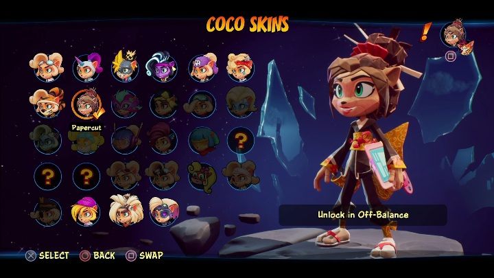 How to unlock: get 6 diamonds in Off-Balance - Crash 4: Coco skins - list, how to unlock? - Heroes skins - Crash 4 Guide, Walkthrough