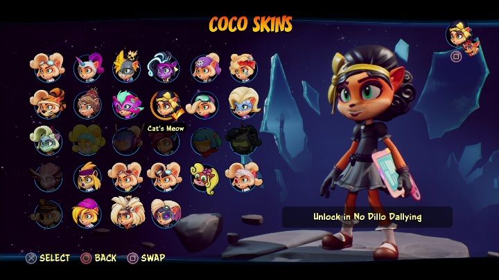 How to unlock: get 6 diamonds in No Dillo Dallying - Crash 4: Coco skins - list, how to unlock? - Heroes skins - Crash 4 Guide, Walkthrough