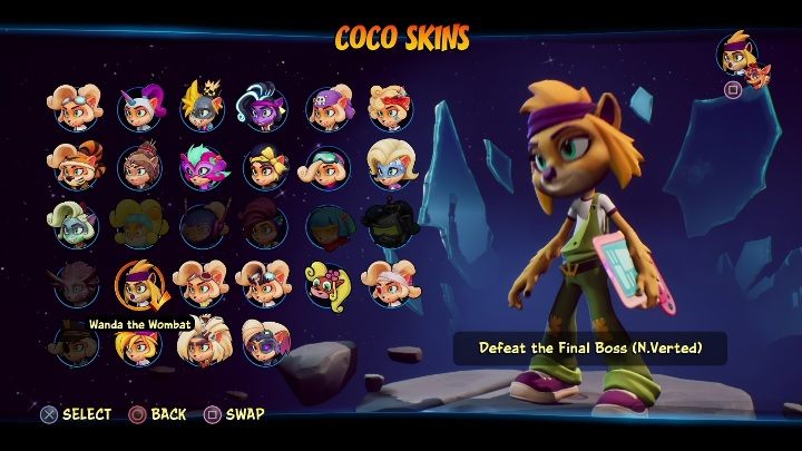 How to unlock: Defeat the last boss in The Past Unmasked - Crash 4: Coco skins - list, how to unlock? - Heroes skins - Crash 4 Guide, Walkthrough