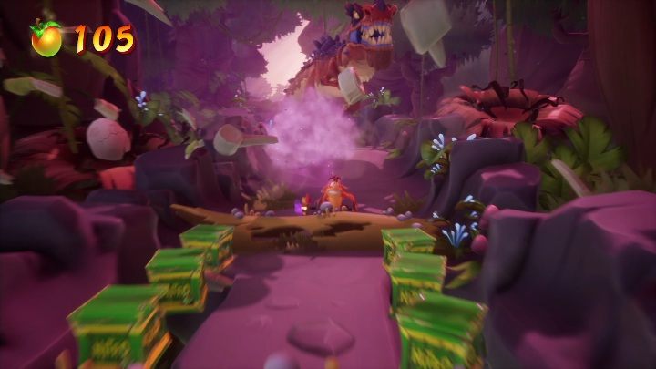 In the next part of the map, you will encounter a hostile dinosaur - Crash 4: Dino Dash - demo walkthrough - Demo walkthrough - Crash 4 Guide, Walkthrough