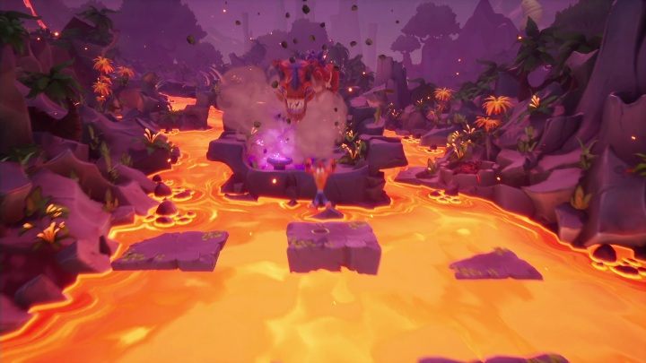 The level ends when you manage to escape the dinosaur and magma - Crash 4: Dino Dash - demo walkthrough - Demo walkthrough - Crash 4 Guide, Walkthrough