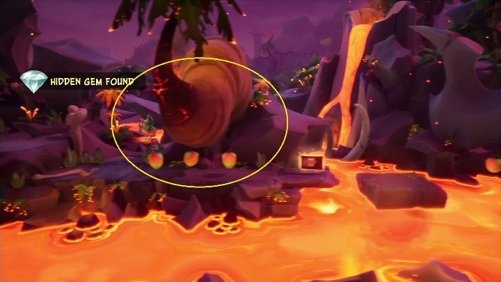 A hidden gem is found behind a second dinosaur escape - Crash 4: All Hidden Gems - list, location - Secrets - Crash 4 Guide, Walkthrough