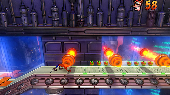 Right after you get to the new part of the stage, note the crates suspended high above, which you can reach by double-jumping or by jumping off a shut dome - Crash Bandicoot N. Sane Trilogy: Future Frenzy - Crash Bandicoot N. Sane Trilogy: Crash Bandicoot 3 - Egyptian location - Crash Bandicoot N. Sane Trilogy Game Guide
