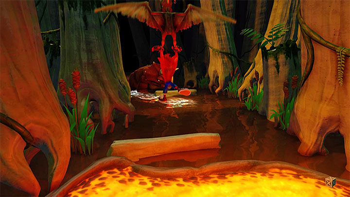 Follow the yellow road and you will reach the area shown in screenshot 1, where you start escaping from a triceratops - Crash Bandicoot N. Sane Trilogy: Hot Coco and Eggipus Rex - Crash Bandicoot N. Sane Trilogy: Crash Bandicoot 3 - Secret levels - Crash Bandicoot N. Sane Trilogy Game Guide