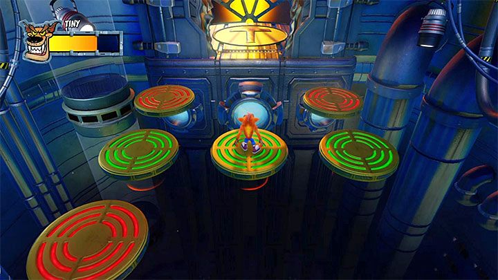 The entire battle is fought on nine floating platforms - Crash Bandicoot N. Sane Trilogy: Tiny Tiger Boss Fights 2 - Crash Bandicoot N. Sane Trilogy: Crash Bandicoot 2 - Crash Bandicoot N. Sane Trilogy Game Guide