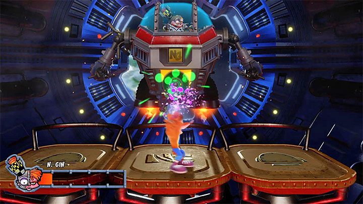 In the last part of the fight, Nitrus Gin will be using the central gun - Crash Bandicoot N. Sane Trilogy: Mech Wrecked - Crash Bandicoot N. Sane Trilogy: Crash Bandicoot 2 Cortex Strikes Back - Crash Bandicoot N. Sane Trilogy Game Guide
