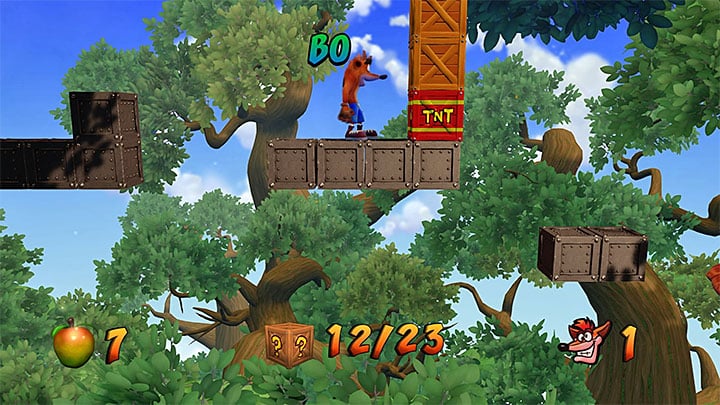 After you return to the main part of the ruins, head up and go right - Crash Bandicoot N. Sane Trilogy: Jaws of Darkness - Crash Bandicoot N. Sane Trilogy: Crash Bandicoot - Cortex Island - Crash Bandicoot N. Sane Trilogy Game Guide