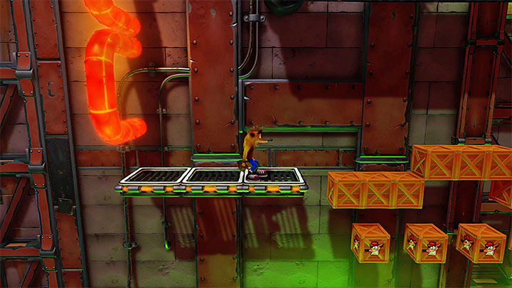 Jump above the first red pipe - Crash Bandicoot N. Sane Trilogy: Castle Machinery - Crash Bandicoot N. Sane Trilogy: Crash Bandicoot - Cortex Island - Crash Bandicoot N. Sane Trilogy Game Guide