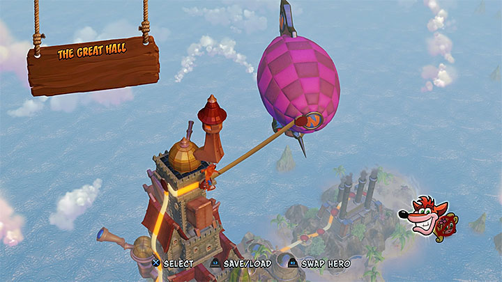 The Great Hall is a unique location in Crash Bandicoot that can be visited during the end of your stay on Cortex Island - Crash Bandicoot N. Sane Trilogy: The Great Hall - Crash Bandicoot N. Sane Trilogy: Crash Bandicoot - Cortex Island - Crash Bandicoot N. Sane Trilogy Game Guide