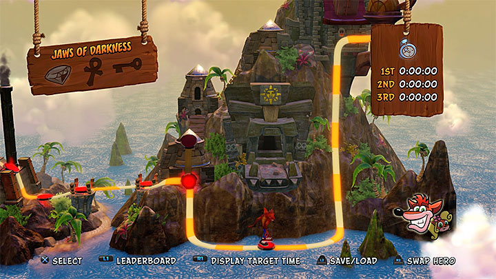 Jaws of Darkness is one of levels available in Cortex Island (the picture above) - Crash Bandicoot N. Sane Trilogy: Cortexs Terrifying Trial - Crash Bandicoot N. Sane Trilogy: Crash Bandicoot - Crash Bandicoot N. Sane Trilogy Game Guide