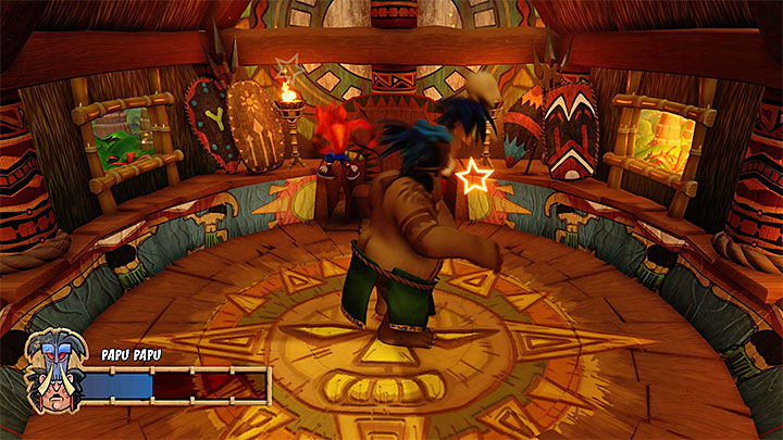 Jumping on the head of the boss will stun him and take away one of his health points - Crash Bandicoot N. Sane Trilogy: Papu Papu Boss Fights - Crash Bandicoot N. Sane Trilogy: Crash Bandicoot boss fights - Crash Bandicoot N. Sane Trilogy Game Guide