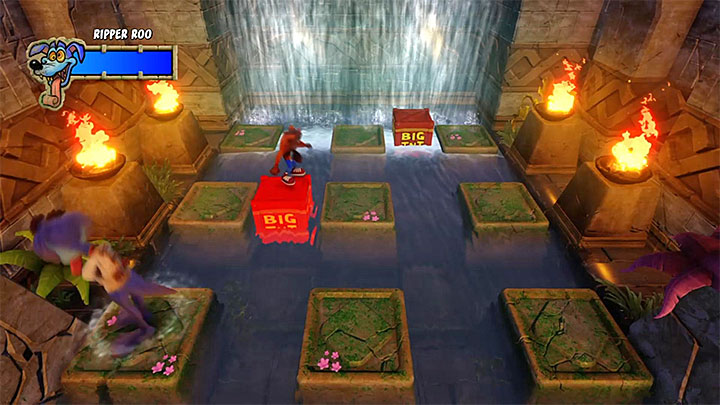 Jump onto the red chest to initiate a countdown - Crash Bandicoot N. Sane Trilogy: Ripper Roo Boss Fights - Crash Bandicoot N. Sane Trilogy: Crash Bandicoot boss fights - Crash Bandicoot N. Sane Trilogy Game Guide