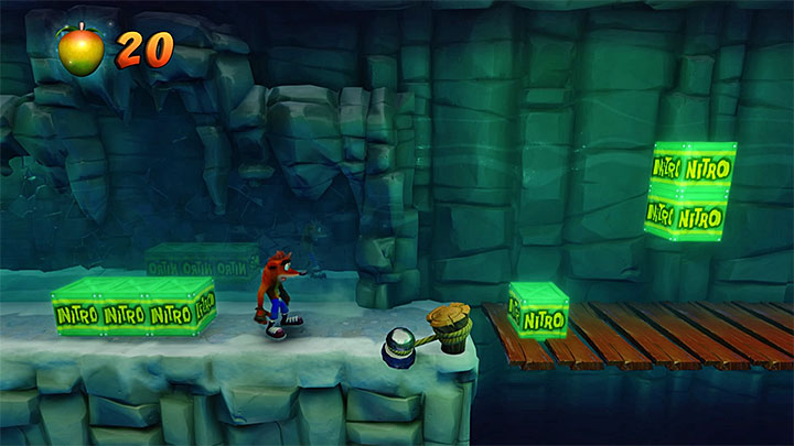 In one of the next locations, jump carefully over the two green crates - Crash Bandicoot N. Sane Trilogy: Snow Biz - Crash Bandicoot N. Sane Trilogy: Crash Bandicoot 2 - Ice Warp Room - Crash Bandicoot N. Sane Trilogy Game Guide