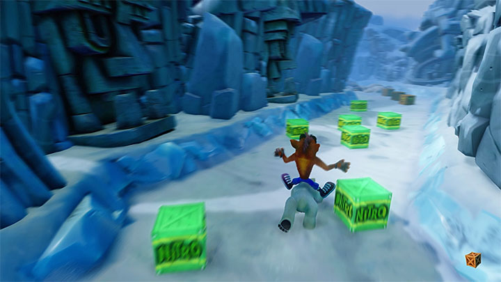 Right after you have unlocked the second checkpoint, you will get into an area with two ticking TNT crates on the sides - Crash Bandicoot N. Sane Trilogy: Bear It - Crash Bandicoot N. Sane Trilogy: Crash Bandicoot 2 - Ice Warp Room - Crash Bandicoot N. Sane Trilogy Game Guide