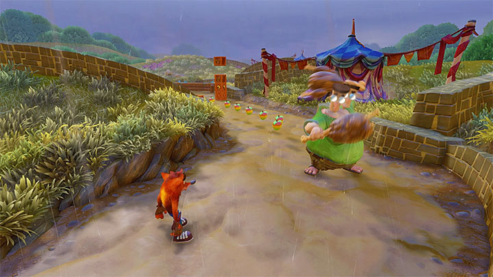 Right after you start the level you come across the first of a few two-headed enemies (the picture above) that swings left and right club alternately - Crash Bandicoot N. Sane Trilogy: Double Header - Crash Bandicoot N. Sane Trilogy: Crash Bandicoot 3 - Oriental location - Crash Bandicoot N. Sane Trilogy Game Guide