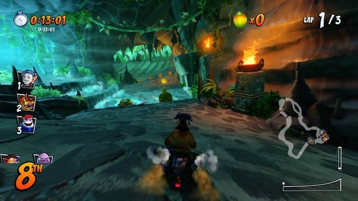 The letter C is located in the place where you have jump through lava and fires that knock out from time to time - CTR Mode - Crash Team Racing in Crash Team Racing Nitro-Fueled - Game modes - Crash Team Racing Nitro-Fueled Guide