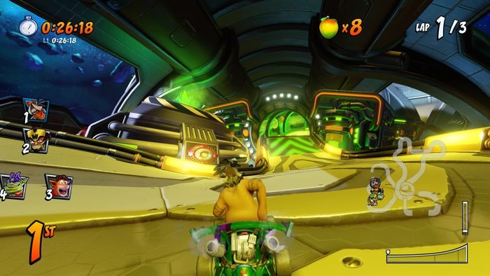 The letter T is in a passage with the vacuum, aim in the middle and catch it in flight - CTR Mode - Crash Team Racing in Crash Team Racing Nitro-Fueled - Game modes - Crash Team Racing Nitro-Fueled Guide