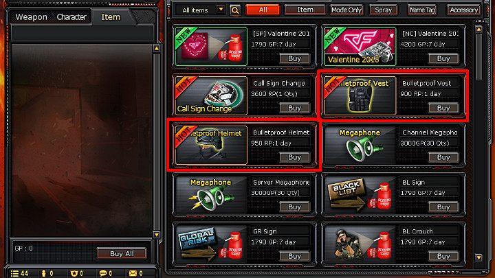 Helmet and bulletproof vest increase your chances of survival in the battlefield - Types of weaponry and gear in CrossFire | Weapon and gear description - Weapon & gear description - CrossFire Game Guide