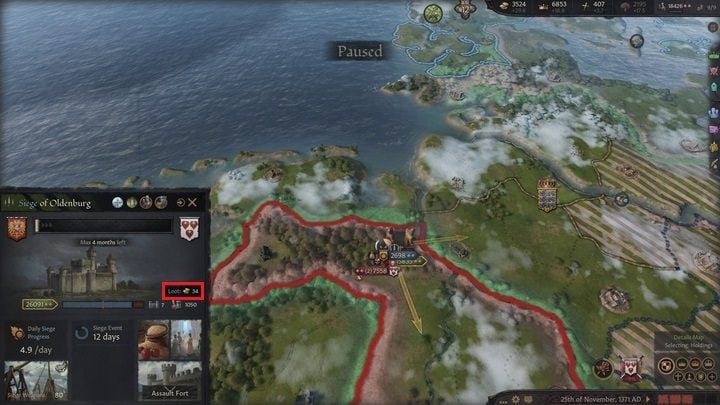 During the war, you can collect gold by taking over your opponent's buildings - Crusader Kings 3: Gold and buildings - Kingdom management - Crusader Kings 3 Guide
