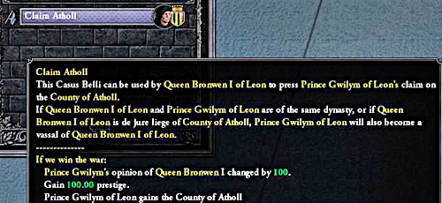 After win war its worth to think about seizing vassals lands. - How to declare a war? - Military - Crusader Kings II - Game Guide and Walkthrough