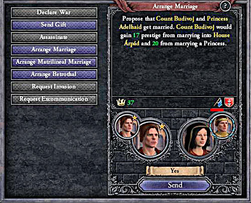 Flag means that the alliance with the prince whose portrait is over the young bride will be made. - Alliances - Diplomacy - Crusader Kings II - Game Guide and Walkthrough