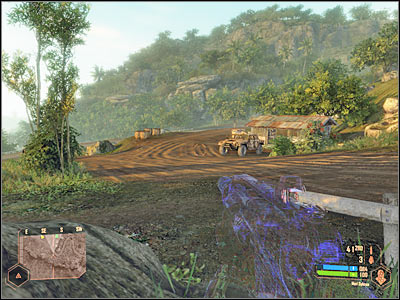 Your next target is a small bar which is located to your left (screen; 3 on the map) - Accessing KAL's tactical network - Mission 1: Call me Ishmael - Crysis Warhead - Game Guide and Walkthrough