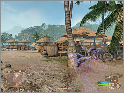 There's a large ammo depot inside the bar and finding it is tied to one of optional objectives of the mission (screen) - Securing KAL's base II - Mission 1: Call me Ishmael - Crysis Warhead - Game Guide and Walkthrough