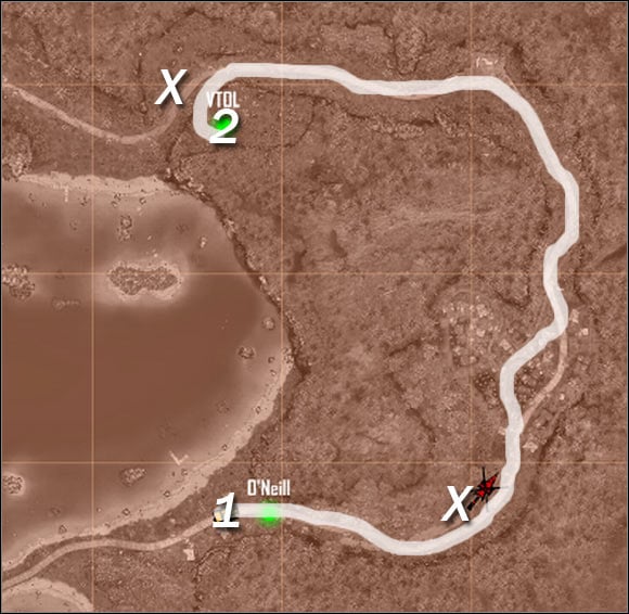 Map legend - Reaching an allied VTOL - Mission 2: Shore Leave - Crysis Warhead - Game Guide and Walkthrough