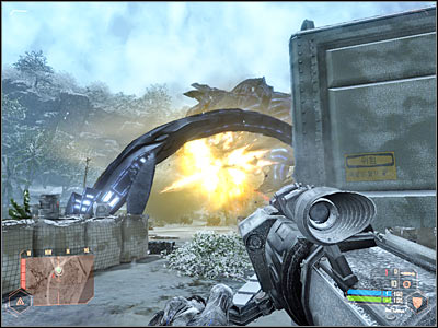 The second phase of the battle won't change anything with the boss, however alien creatures will probably appear near your position - Killing the exosuit - Mission 3: Adapt or Perish - Crysis Warhead - Game Guide and Walkthrough