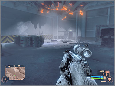 Now you must go through several corridors - Finding the exit from the aircraft carrier - Mission 4: Frozen Paradise - Crysis Warhead - Game Guide and Walkthrough