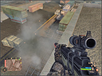 Don't spend too much time trying to kill Korean soldiers, because an enemy gunship is heading your way - Finding and securing the container II - Mission 7: All the Fury - Crysis Warhead - Game Guide and Walkthrough