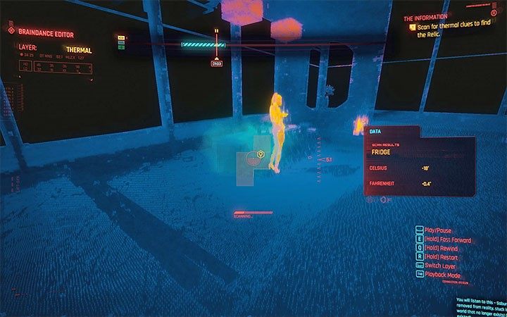 Now go back to around 1:03 and stay on the thermal layer - Cyberpunk 2077: The Information walkthrough - Cyberpunk 2077: Act 1 Main Missions - Cyberpunk 2077 Guide