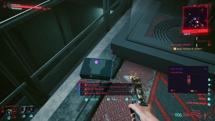 Hiding place: when you reach the guarded area, go to the upper right corner of it - Cyberpunk 2077: All Perk shards - Cyberpunk 2077: Secrets & Collectibles - Cyberpunk 2077 Guide