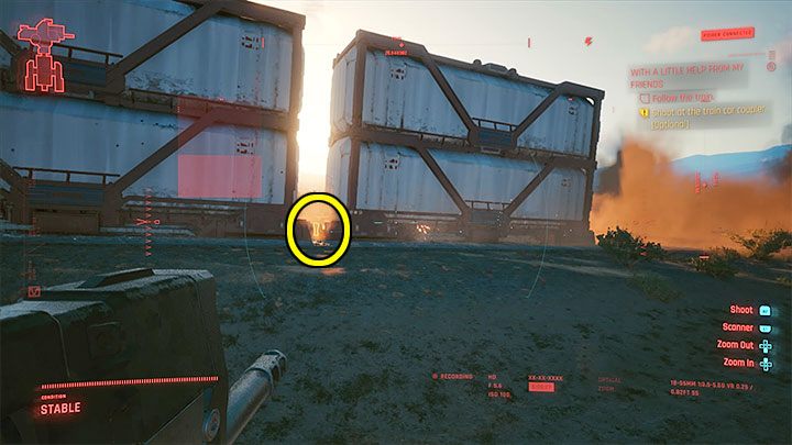 After Panam wakes you up the next day, get into her pick-up and set off in pursuit of the train - Cyberpunk 2077: With a Little Help from My Friends (Panam) - walkthrough - Cyberpunk 2077: Storyline quests - Cyberpunk 2077 Guide