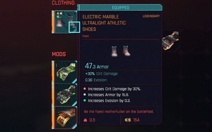 Mods have identical quality classes for weapons and armor, so the most valuable modifications are rare (blue), epic (violet) and legendary (gold) - Cyberpunk 2077: How to change Weapon / armour modifications? - Cyberpunk 2077: Combat, stealth and hacking - Cyberpunk 2077 Guide