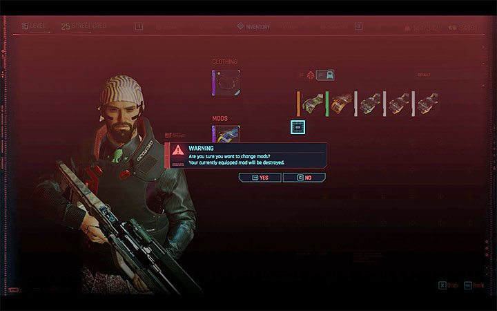 Unfortunately, you cannot freely change the installed mods or take out modifications that you do not want to continue using - Cyberpunk 2077: How to change Weapon / armour modifications? - Cyberpunk 2077: Combat, stealth and hacking - Cyberpunk 2077 Guide