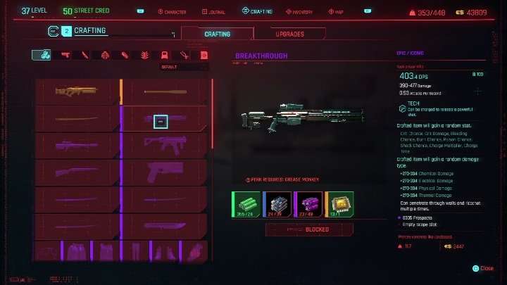 During the hustle you have to obtain the blueprint allowing you to craft the weapon - Cyberpunk 2077: Iconic weapons list - Cyberpunk 2077: World Atlas - Cyberpunk 2077 Guide