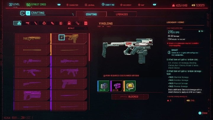 During the hustle you have to obtain the blueprint allowing you to craft the weapon - Cyberpunk 2077: Iconic weapons list - Cyberpunk 2077: World Atlas - Cyberpunk 2077 Guide