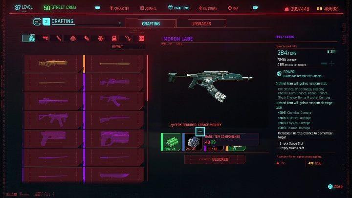 During the hustle you have to collect the blueprint allowing you to craft the weapon - Cyberpunk 2077: Pacifica, NCPD Scanner Hustles - Map, Walkthrough - Cyberpunk 2077: NCPD Scanner Hustles - Cyberpunk 2077 Guide